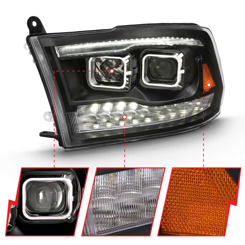 ANZO — ANZO 2009-2018 Dodge Ram 1500 Projector H.L. Switchback Black Amber
Head Light Set
HdLtSet - view 11