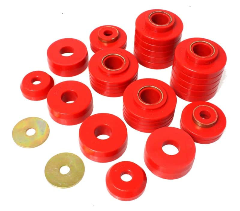 Energy Suspension — Energy Suspension 80-98 Ford F250/F350 / 80-92 Ford F100/F150 / 85-98 Ford F450 Red Body Mount Set
BodyMntBshKt - view 1