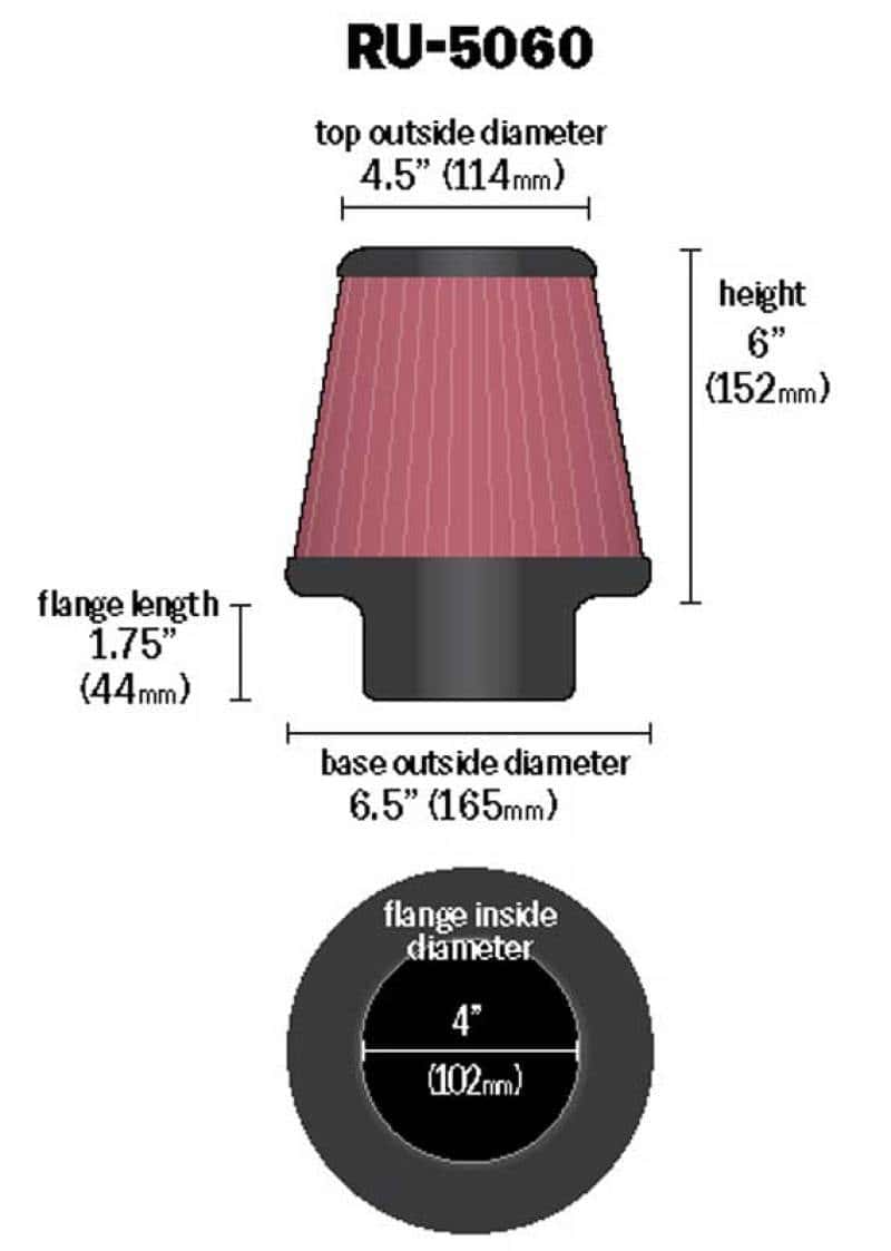 K&N Engineering — K&N Universal Clamp-On Air Filter 4in FLG / 6-1/2in B / 4-1/2in T / 6in H
Universal Clamp-On A
Clamp-on Air Filter - view 3