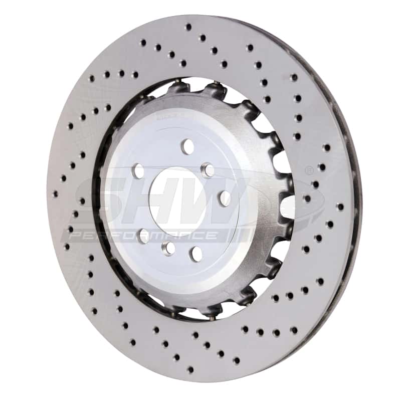 SHW Performance — SHW 11-16 BMW M5 4.4L Right Rear Cross-Drilled Lightweight Brake Rotor (34212284104) - view 2