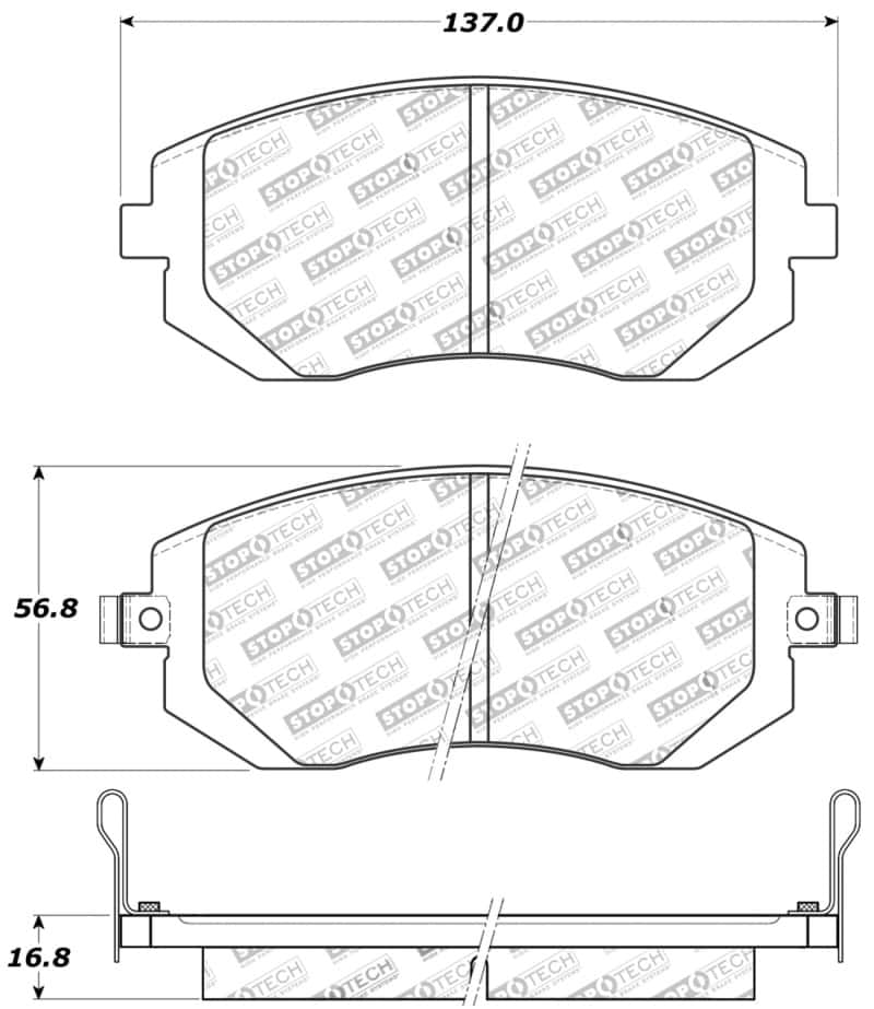 Stoptech — Stoptech 03-10 Subaru Forester/Impreza / 02-12 Subaru Legacy/Outback Sport Brake Pads - Front
Sprt Brk Pad W/Hdwr - view 2
