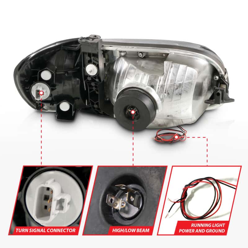 ANZO — ANZO 00-04 Toyota Tundra (Reg/Acc Cab Only) Crystal Headlights w/Lgt Bar Chrome w/Corner Lights 2pc
Head Light Set
HdLtSet - view 11
