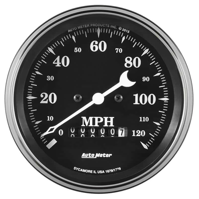 AutoMeter — Auto Meter Gauge Speedo. 3 3/8in 120mph Elec. Prog. w/ Wheel Odo Old Tyme Black
3-3/8" SPEEDO, 120 M - view 2