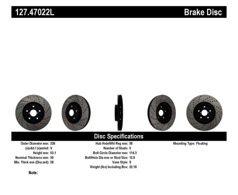 Stoptech — StopTech 05-10 Subaru Impreza WRX/STi Slotted & Drilled Left Front Rotor
Disc Brake Rotor
Slot/Drill Rotor - view 6