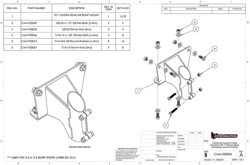 Camburg — Camburg 07-21 Toyota Tundra 2wd/4wd Bolt-on Rear FOX 2.0 Bump Stop Mount Kit (S/O)
Bump Stop Kit - view 4
