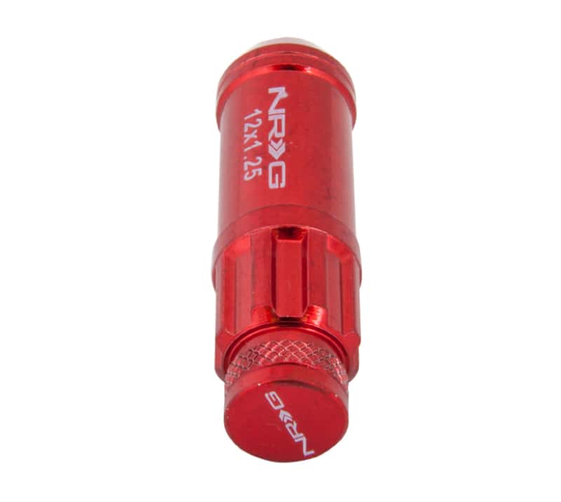 NRG — NRG 700 Series M12 X 1.25 Steel Lug Nut w/Dust Cap Cover Set 21 Pc w/Locks & Lock Socket - Red - view 5