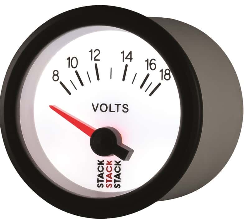 AutoMeter — Autometer Stack 52mm 8-18V Electric Battery Voltage Gauge - White
Ga Volt Elec Wht 18v - view 3