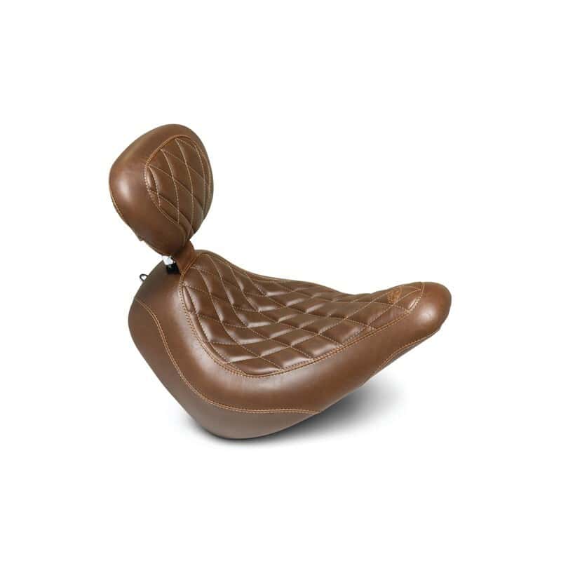Mustang Motorcycle — Mustang 18-21 Harley Low Rider, Sport Glide Wide Tripper Solo Seat w/Driver Backrest Diamond - Brown - view 2