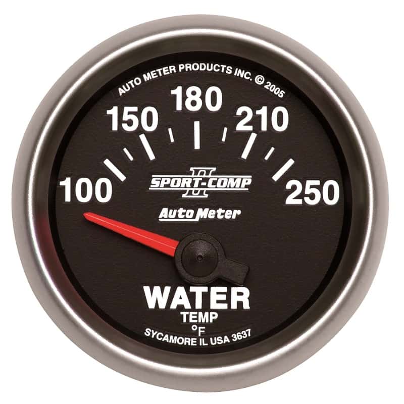 AutoMeter — Autometer Sport-Comp II 52mm 100-250 F Short Sweep Electronic Water Temperature Gauge
2-1/16" WATER TEMP, - view 1