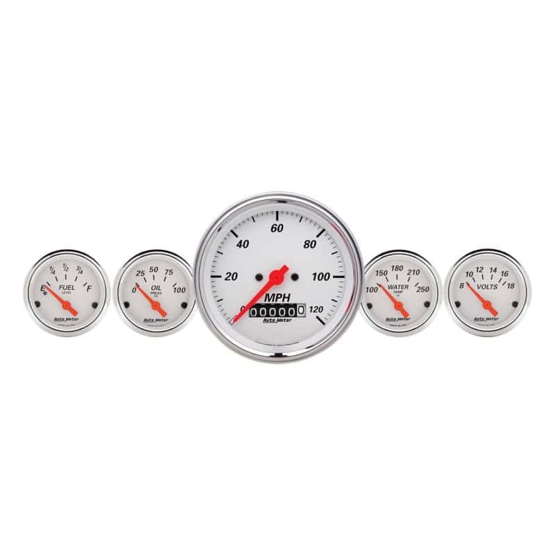 AutoMeter — Autometer Arctic White 3-3/8in Electric Speedometer with Wheel Odometer/ 2-1/16in Oil Pressure
GA KT 5PC E SPD AW - view 1