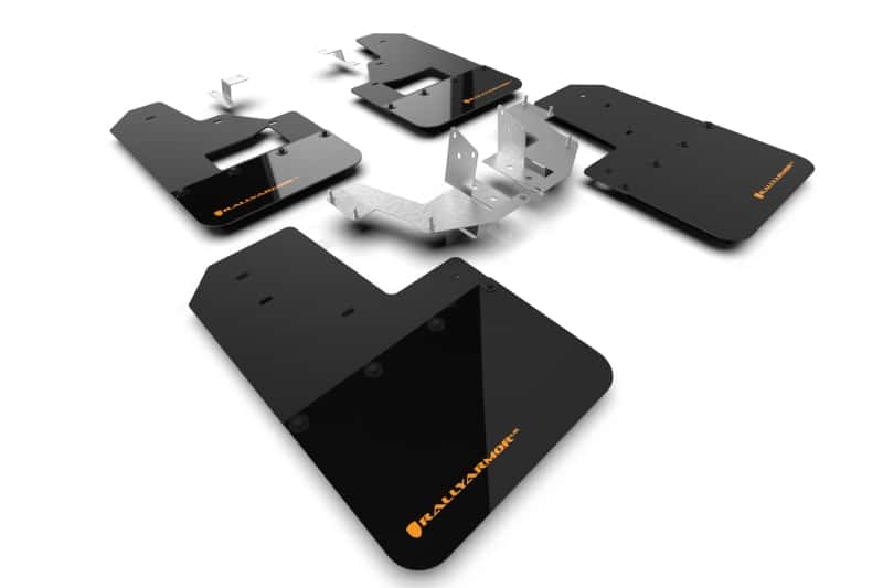 Rally Armor — Rally Armor 21-25 Ford Bronco (Plstc Bmpr + RB - NO Rptr/Sprt) Blk Mud Flap w/Cy Orange Logo
Mud Flap - view 1