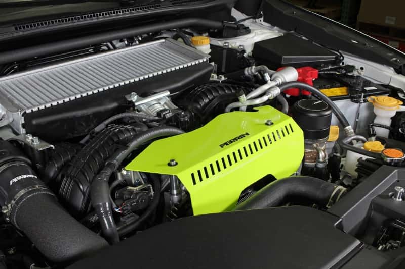Perrin Performance — PERRIN 22-25 Subaru WRX Pulley Cover - Neon Yellow (TALL - For Use w/o PERRIN AOS) - view 8