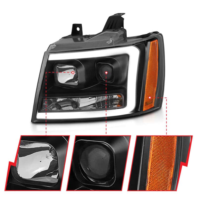 ANZO — ANZO 07-14 Chevy Tahoe Projector Headlights w/ Plank Style Design Black w/ Amber
Projector Headlights
Head Light Set - view 10