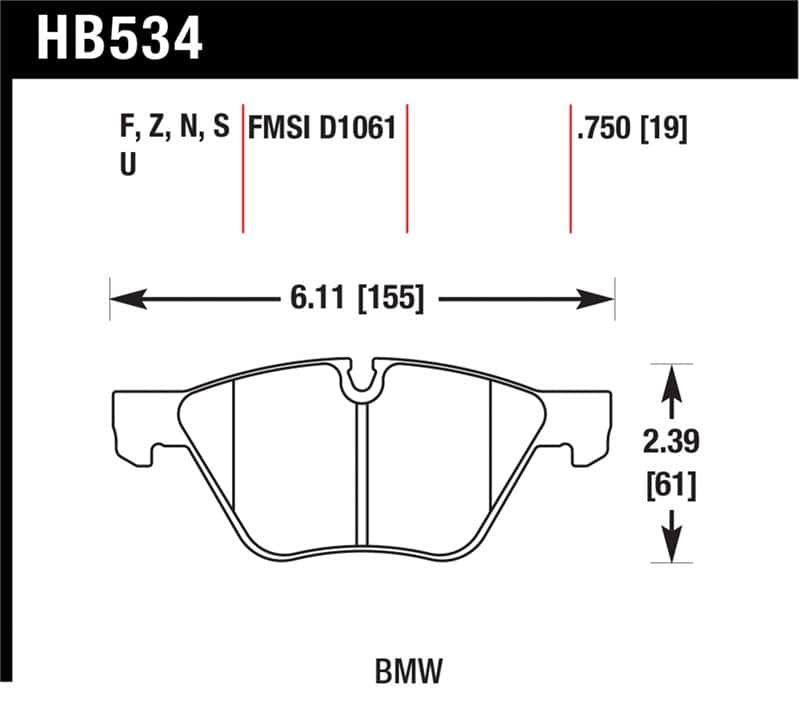 Hawk Performance — Hawk 09-11 BMW Z4 / 04-05 525I / 08-11 128I / 06 325I/325XI / 07 328I/328XI HPS Street Front Brake P
Disc Brake Pad - view 1