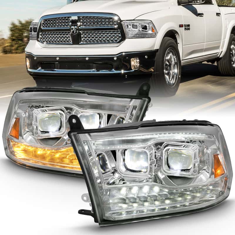 ANZO — ANZO 2009-2018 Dodge Ram 1500 Led Projector Plank Style Switchback H.L Halo Chrome Amber (OE Style)
Head Light Set - view 7