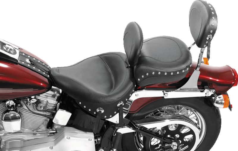 Mustang Motorcycle — Mustang 84-06 Harley Standard Rear Tire Wide Touring Solo Seat w/Driver Backrest Studs - Black - view 2