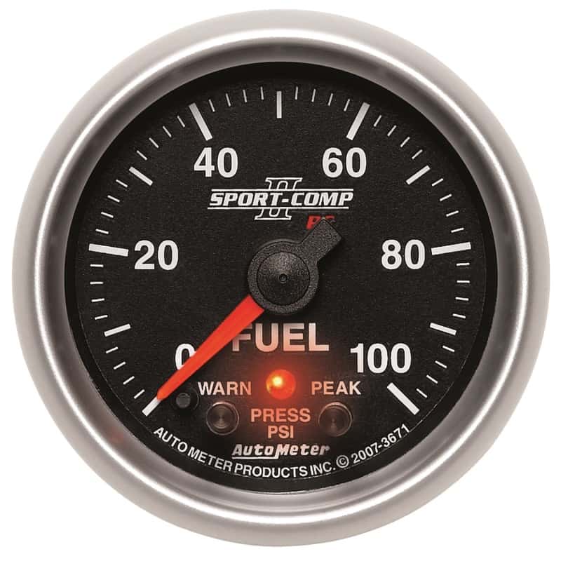 AutoMeter — Autometer Sport-Comp II 52mm 0-100 PSI Fuel Pressure Gauge
2-1/16" FUEL PRESS 0 - view 1