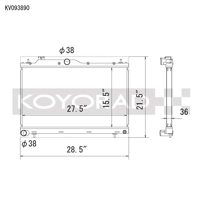 Koyo — Koyo 22-25 Subaru WRX All Aluminum Performance Radiator
Racing Radiator - view 1