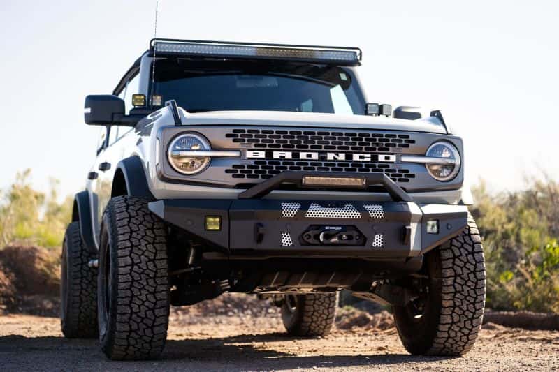 DV8 Offroad — DV8 Offroad 2021+ Ford Bronco Front Bumper Winch Capable w/ Optional Bull Bar/Aux Light Opening - view 2