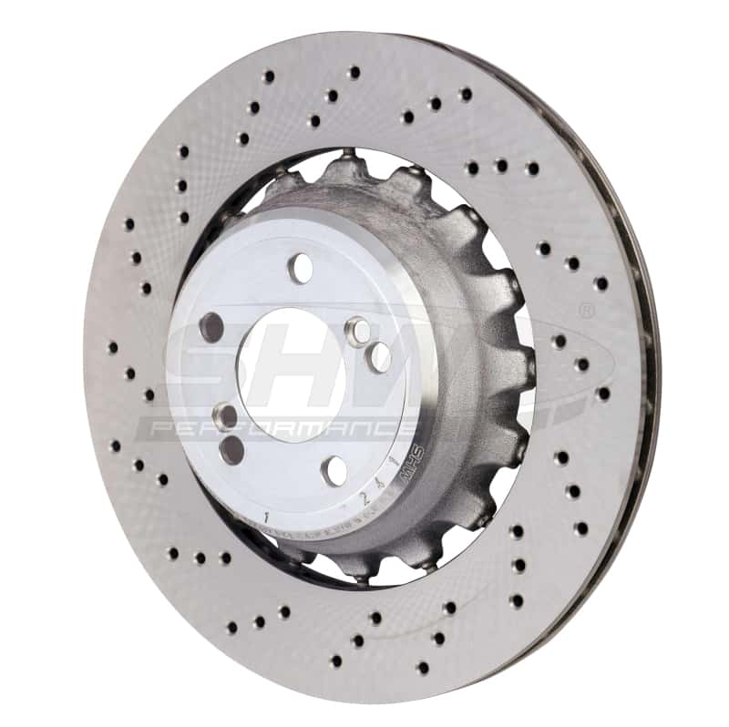 SHW Performance — SHW 15-18 BMW X5 M 4.4L Left Rear Cross-Drilled Lightweight Brake Rotor (34212284903) - view 2