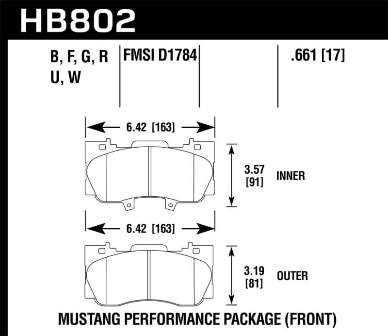 Hawk Performance — Hawk 16-17 Ford Mustang HP+ Street Front Brake Pads
Disc Brake Pad - view 1