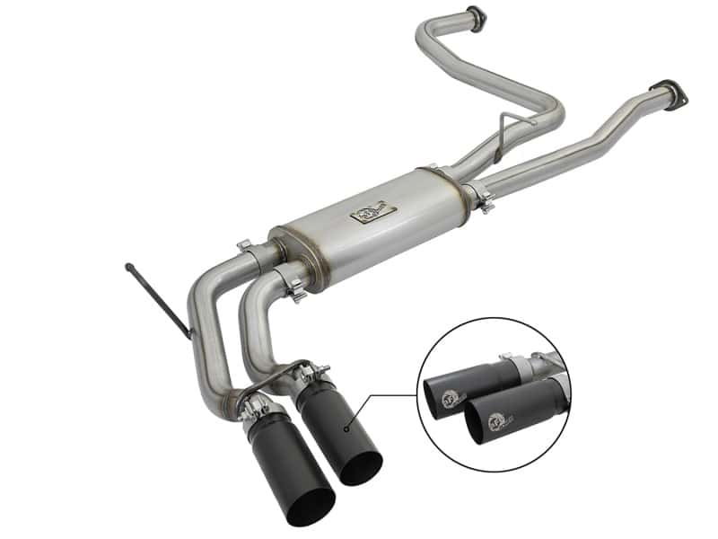aFe — aFe POWER Rebel Series 2-1/2in 409 SS Cat Back Exhaust w/ Black Tips 16-17 Nissan Titan V8 5.6L
Cat-Back Exhaust - view 1