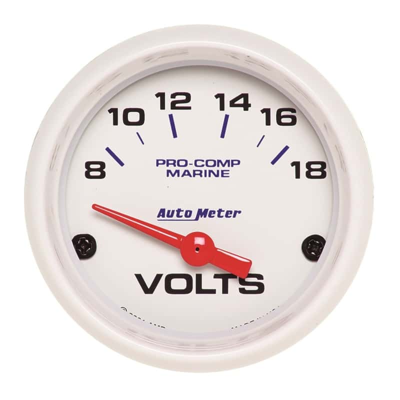 AutoMeter — Autometer Marine White 2-1/16in 18V Electric Voltmeter Gauge
GA 2" VOLT 18V MW - view 1