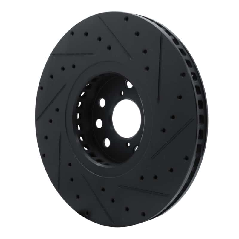 R1 Concepts — R1 06-20 Lexus GS350 Left Front Drilled & Slotted Black Brake Rotor - view 4