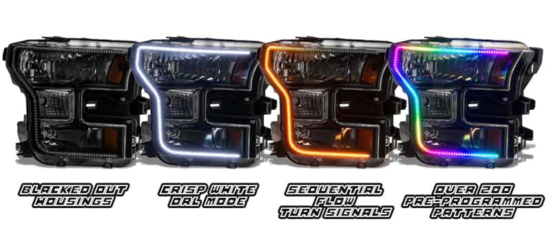ORACLE Lighting — Oracle 15-17 Ford F-150 Dynamic RGB+A Pre-Assembled Headlights Halogen - Blk Edition - - view 9
