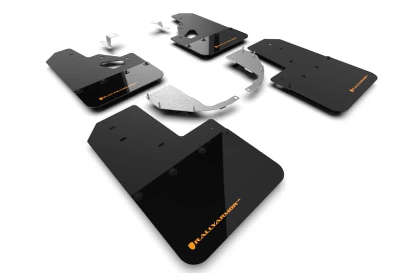 Rally Armor — Rally Armor 21-25 Ford Bronco (Steel Bmpr + RR- NO Rptr/Sprt) Blk Mud Flap w/Cy Orange Logo
Mud Flap - view 1