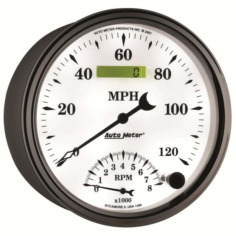 AutoMeter — AutoMeter Gauge Tach/Speedo 5in. 120MPH & 8K RPM Elec. Program Old Tyme White II
5" TACH/SPEEDO COMBO - view 7
