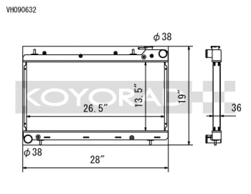 Koyo — Koyo 93-98 Subaru Impreza 1.8/2.2L (MT) Radiator
Racing Radiator - view 1