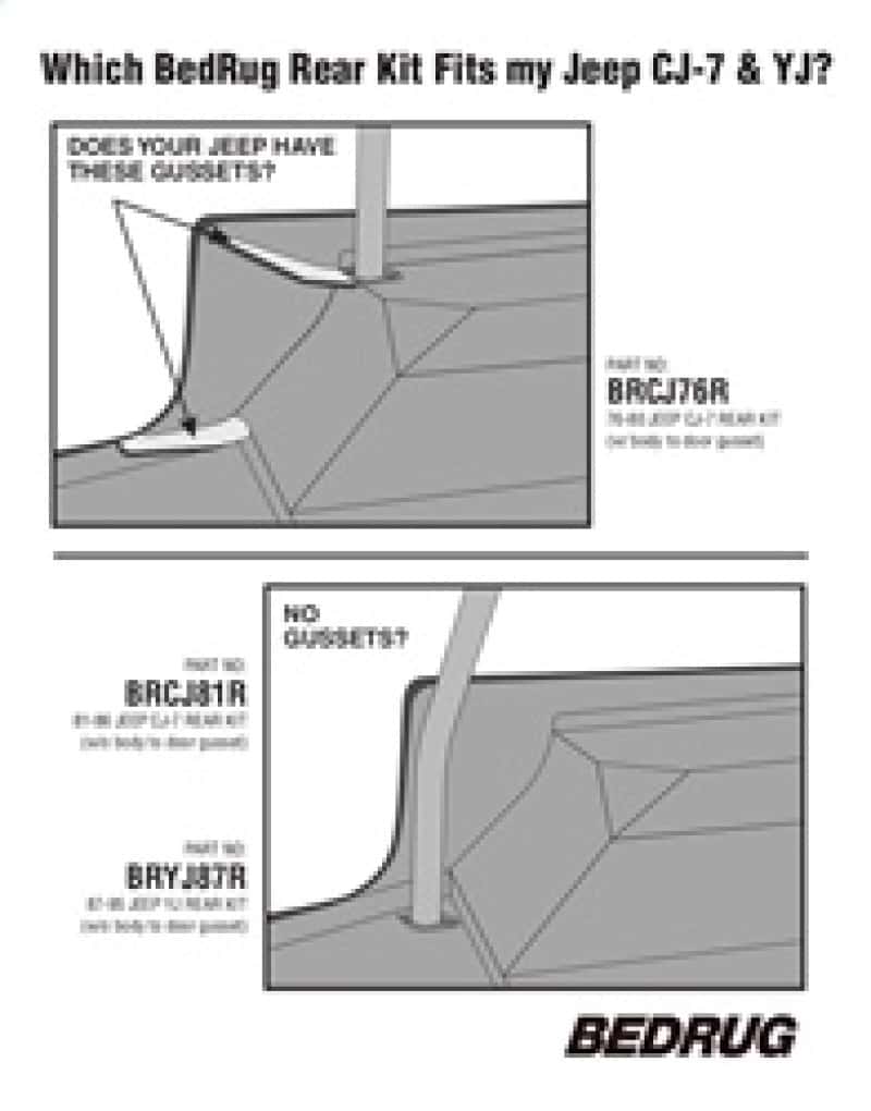BedRug — BedRug 81-86 Jeep CJ-7 Rear Kit w/o Gussets 4pc Cargo Kit (Incl Tailgate & Cargo Liner)
JBR 81-86CJ CRGO W/O - view 8
