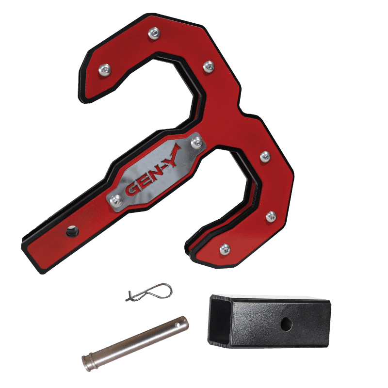 GEN-Y Hitch — Gen-Y Hulk 2.0 16K Tow Hook 2in Shank w/GH-009 Reducer Sleeve/GH-099 Pin/GH-011 Clip - Black/Red
Tow Hook - view 2