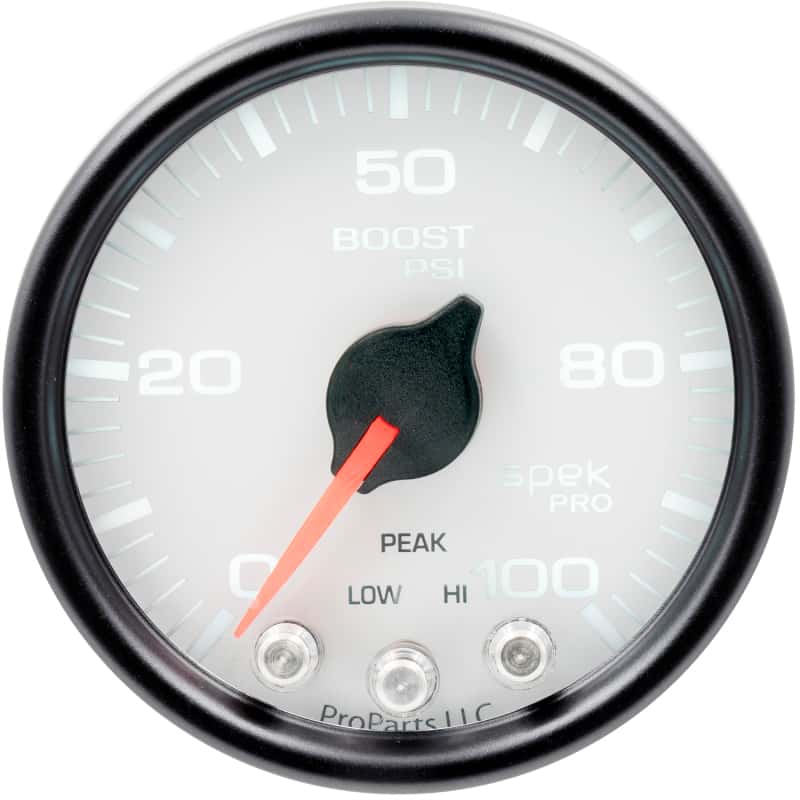 AutoMeter — Autometer Spek-Pro Gauge Boost 2 1/16in 100psi Stepper Motor W/Peak & Warn Wht/Blk
GA 2" BST 100 WCB SP - view 2
