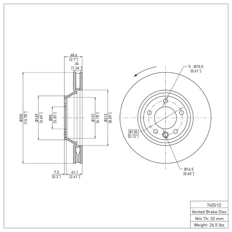 DFC — DFC 03-15 Audi Q7 Left Front GeoSPEC Coated Rotor
DFC Brake Rotor - view 2