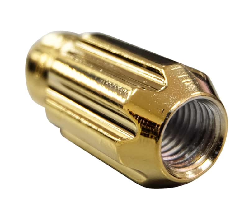 NRG — NRG 500 Series M12 X 1.5 Bullet Shape Steel Lug Nut Set - 21 Pc w/Lock Key - Chrome Gold - view 4