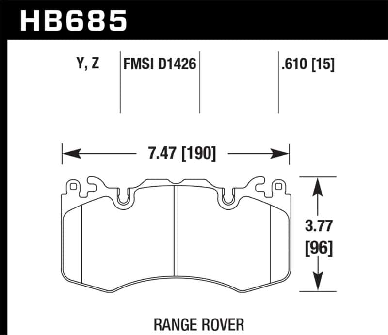 Hawk Performance — Hawk 10-11 Range Rover/Range Rover Sport Supercharged Performance Ceramic Street Front Brake Pads
Disc Brake Pad - view 3