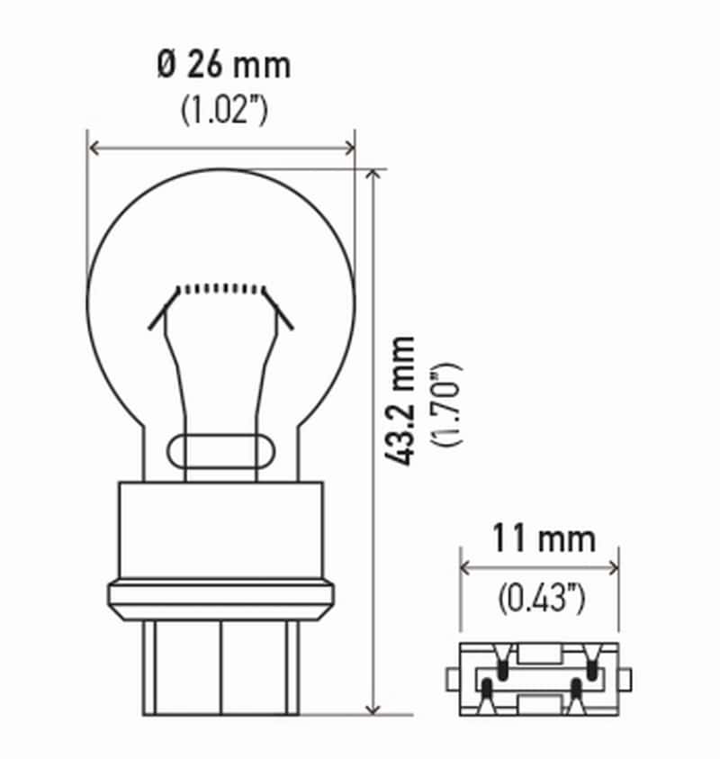 Hella — Hella Bulb 3157 12V 27/7W W25X16Q S8 (2)
3157TB Incan Bulb - view 3