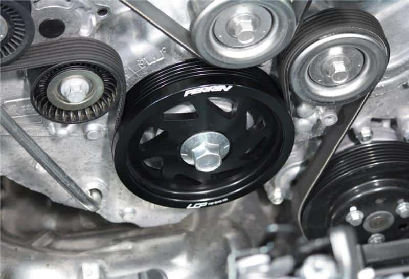 Perrin Performance — PERRIN 15-18 Subaru WRX / 13-20 BRZ / 14-18 FXT / 13-16 Crosstrek Lightened Crank Pulley - Black - view 4