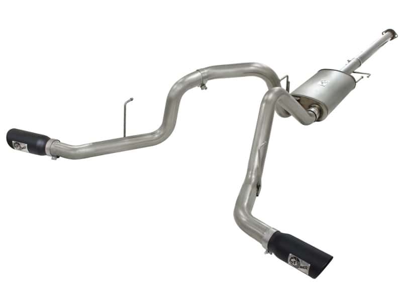 aFe — aFe MACHForce XP Exhaust 3in SS Dual Side Exit CB w/ Black Tips 11-14 Ford F150 EcoBoost V6-3.5L TT
Cat-Back Exhaust - view 1