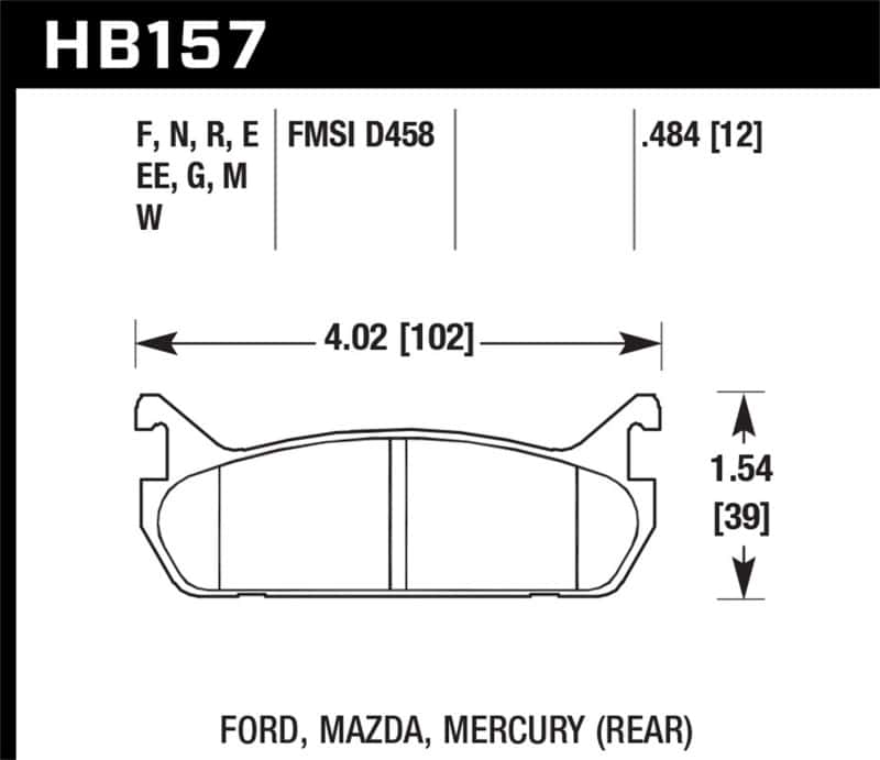 Hawk Performance — Hawk 91-96 Ford Escort 1.8L GT Rear ER-1 Brake Pads
Disc Brake Pad - view 1