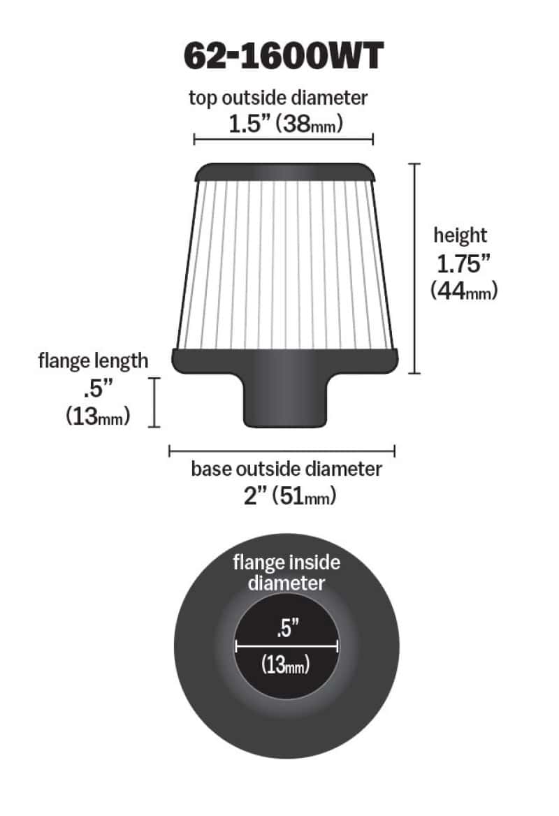 K&N Engineering — K&N 2in Base OD x .375in Flange ID x 1.75in H Rubber Base Crankcase Vent Filter - White
Vent Air Filter/Brea
Vent Air Filter - view 4