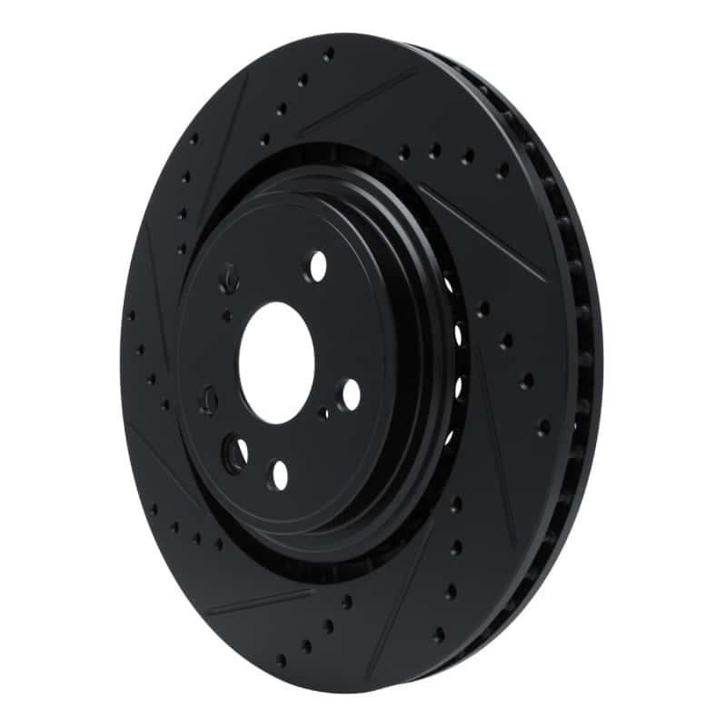 R1 Concepts — R1 20-25 Lexus RX350h Front Left Drilled & Slotted Black Brake Rotor - view 2