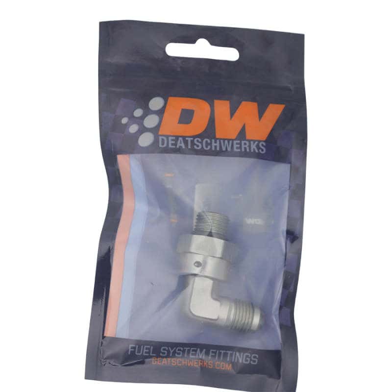 DeatschWerks — DeatschWerks 6AN ORB Male Swivel to 90-Degree 6AN Male Flare - Anodized DW Titanium
Lines & Fittings - view 2