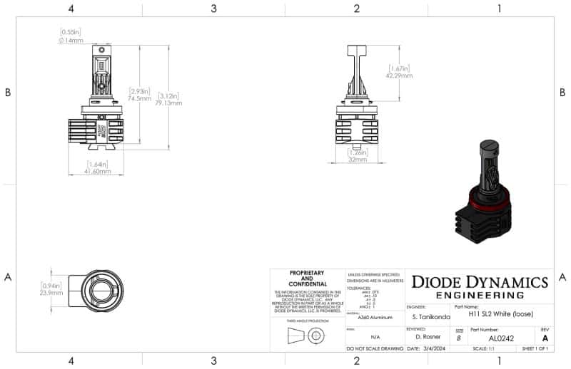 Diode Dynamics — Diode Dynamics H11/H8/H9 Yellow SL2 LED Bulb (one) - view 6