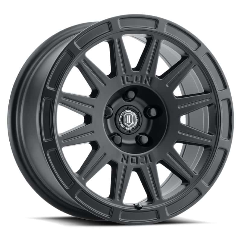 ICON — ICON Ricochet 15x7 5x100 15mm Offset 4.6in BS 56.1mm Bore Satin Black Wheel
RICOCHET WHEEL - view 1