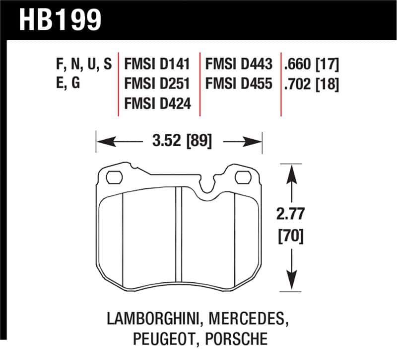 Hawk Performance — Hawk 86-89 Mercedes 560SL / 77-88 Porsche 924 / 78-81 928 / 83-89 944 DTC-70 Front Race Brake Pads
Disc Brake Pad - view 1