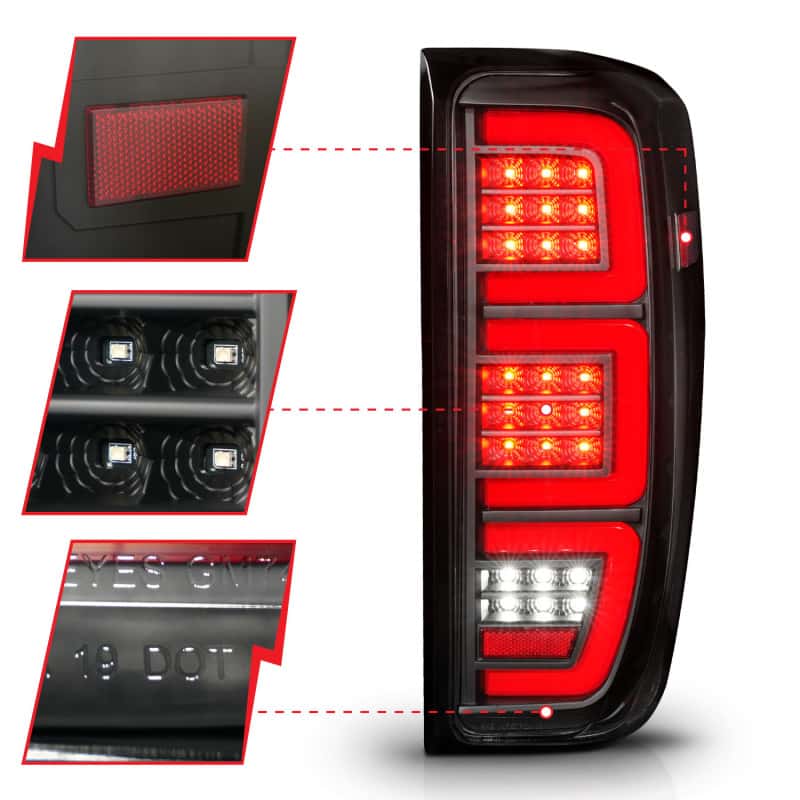 ANZO — ANZO 19-23 GMC Sierra 1500/2500HD/3500HD Black Replacement Full LED Bar Tail Light
Tail Light Set - view 4