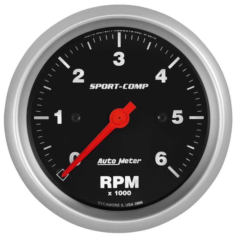 AutoMeter — AutoMeter Sport-Comp 3-3/8in. 0-6K RPM In-Dash Tachometer Gauge
3-3/8" TACH, 6,000 R - view 2